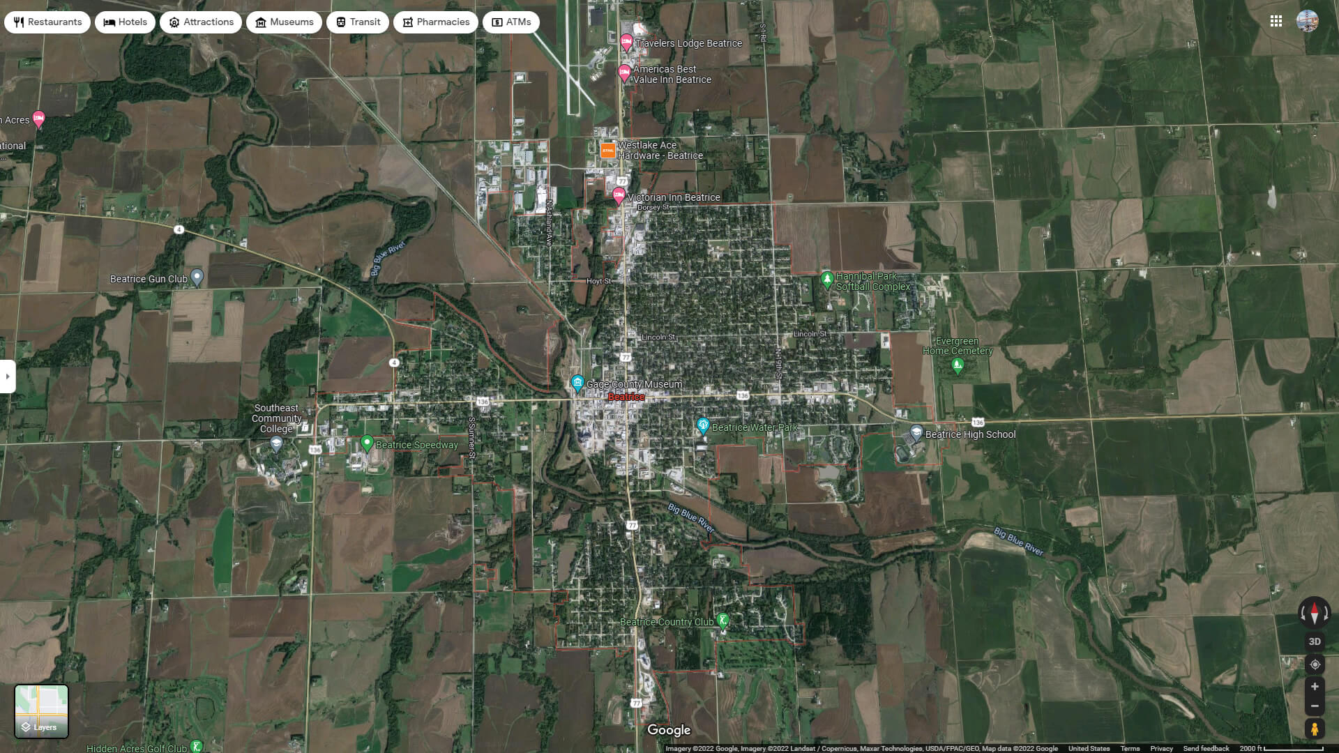 Beatrice Aerial Map Nebraska